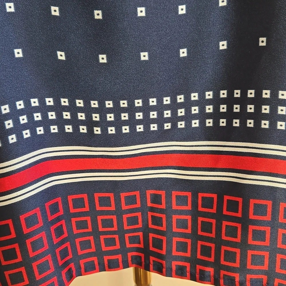 J.Crew Navy Geometric Print Tunic –‎ Classic Preppy Polished Style XS